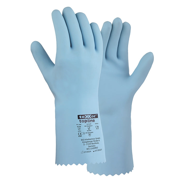 teXXor® topline Chemikalienschutz-Handschuhe NATURLATEX 12Paar