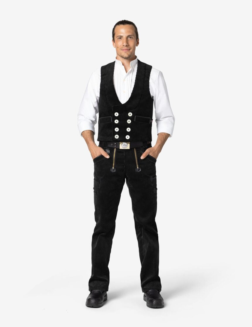 FHB original, EGON Zunfthose Trenkercord Dreidraht m. Echtleder