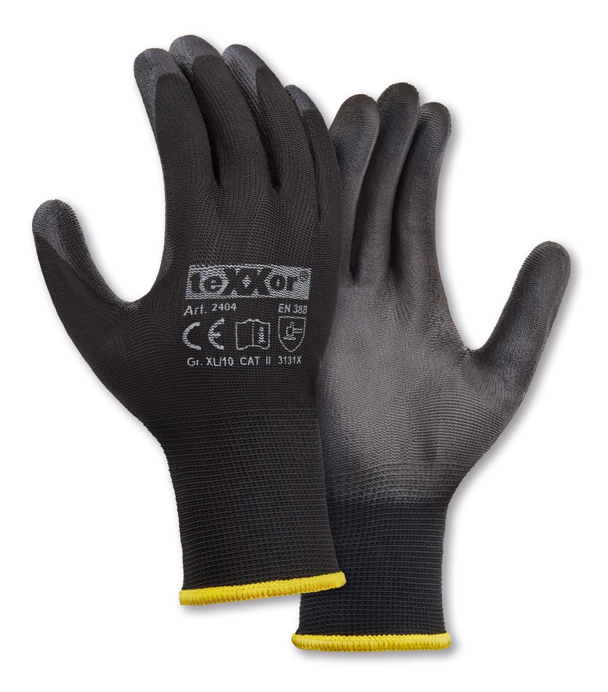 teXXor® Polyester-Strickhandschuhe POLYURETHAN BESCHICHTET 12Paar