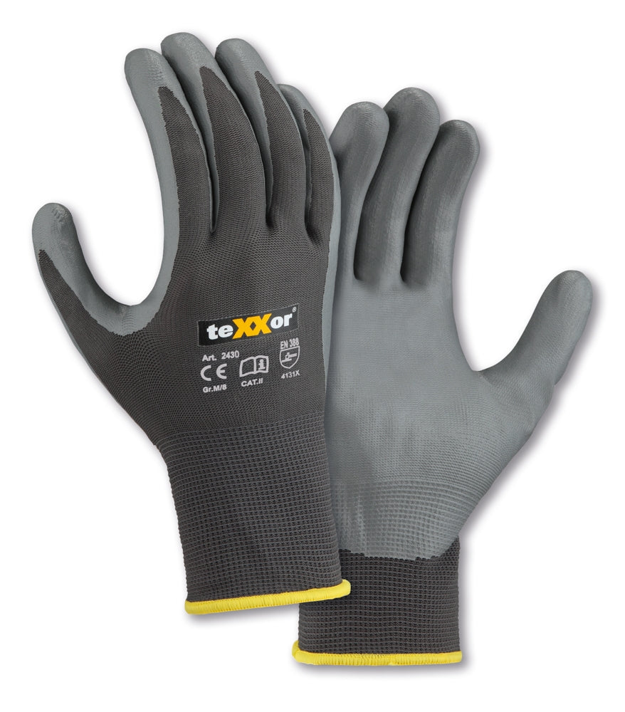 teXXor® Polyester-Handschuhe NITRIL BESCHICHTET 12Paar