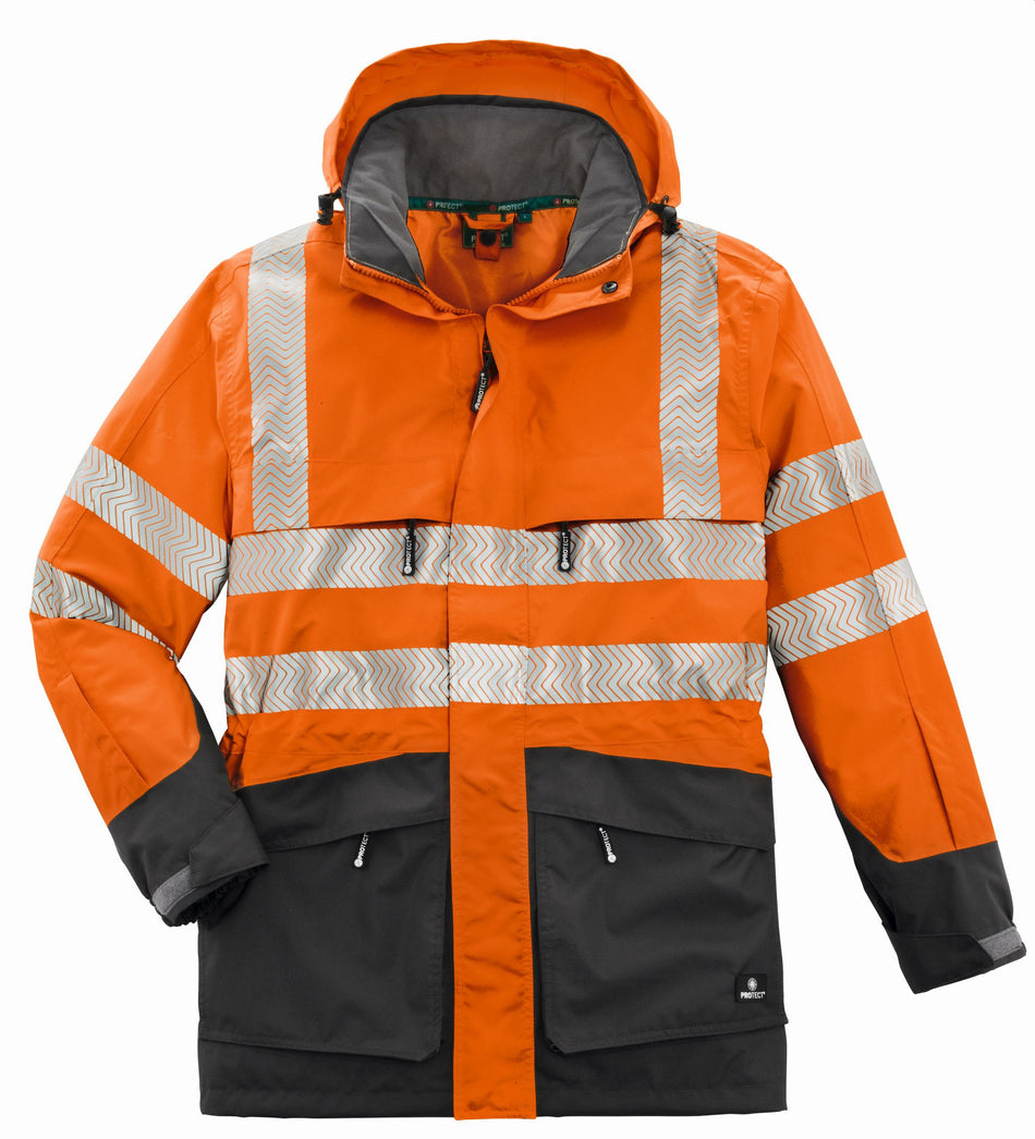 4PROTECT® Warn-Wetterschutz-Jacke TAMPA leuchtorange grau