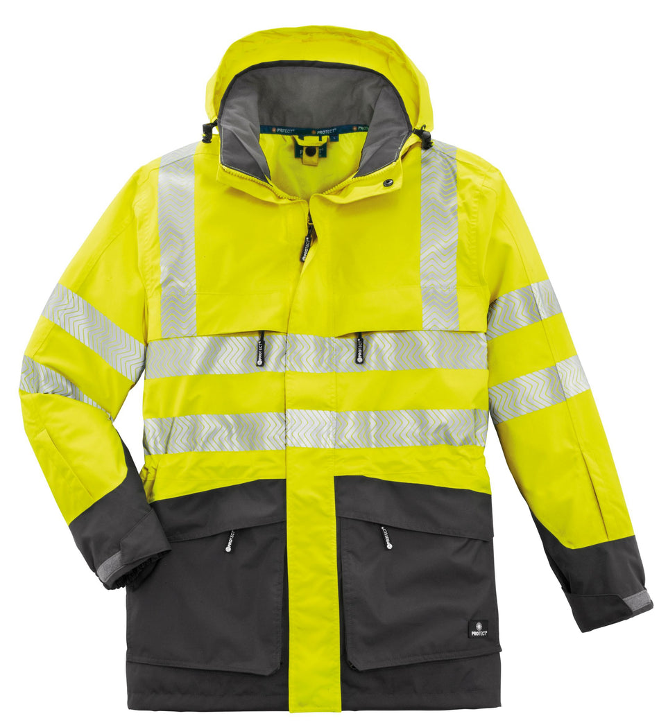 4PROTECT® Warn-Wetterschutz-Jacke TAMPA leuchtgelb grau