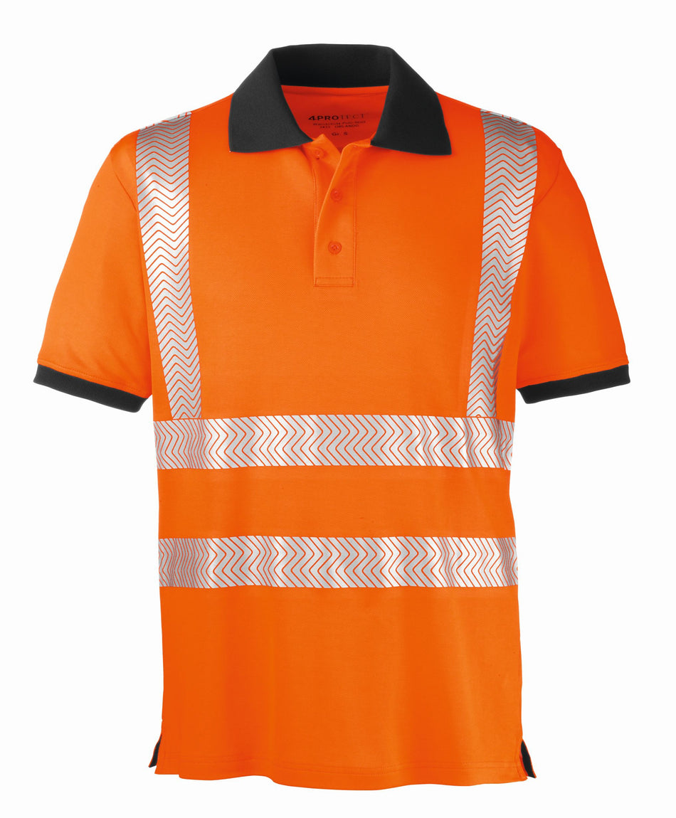 4PROTECT® Warnschutz-Poloshirt ORLANDO leuchtorange grau