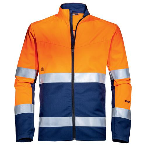 Arbeitsjacke uvex Construction orange, blau, warnorange