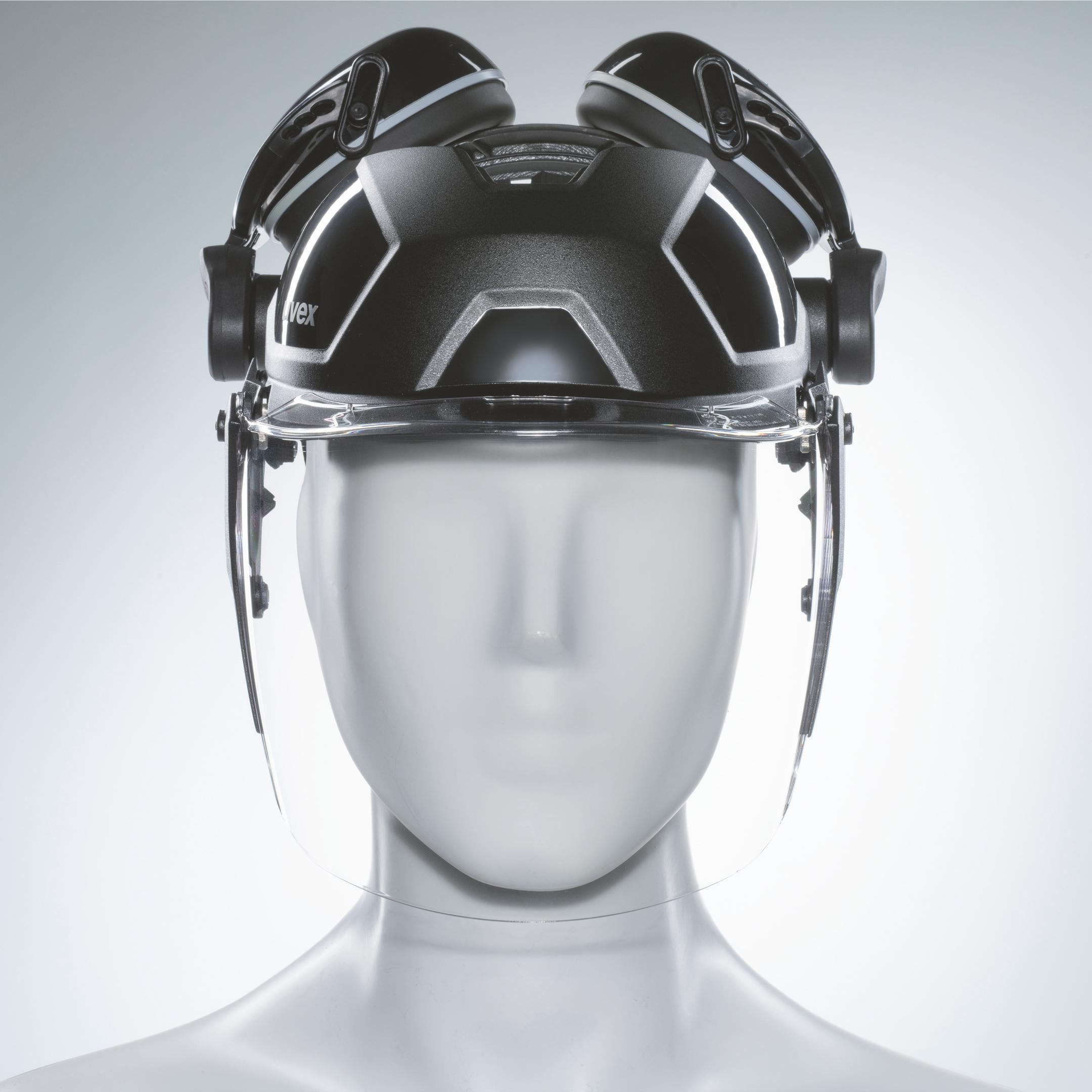 uvex pheos faceguard Visier innen beschlagfrei, außen extrem kratzfest & chemikalienbeständig mit Kapselgehörschutz K1P - MR NLF