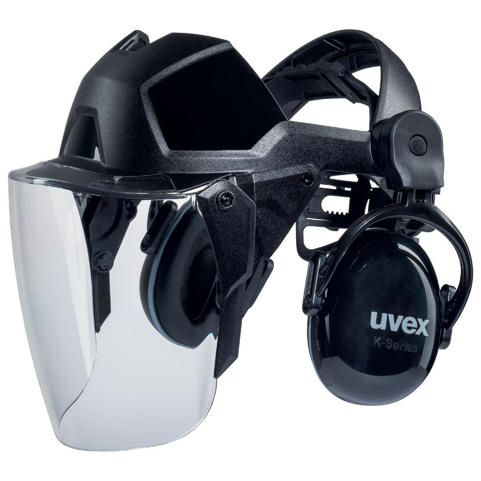uvex pheos faceguard Visier innen beschlagfrei, außen extrem kratzfest & chemikalienbeständig mit Kapselgehörschutz K1P - MR NLF