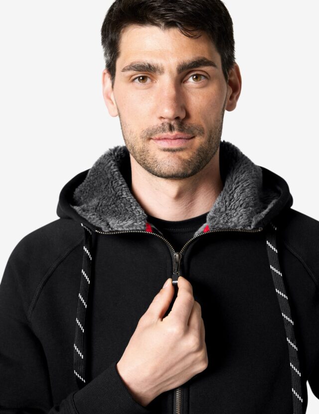 FHB original, JÖRG Sweater-Jacke mit Kapuze und Webpelz