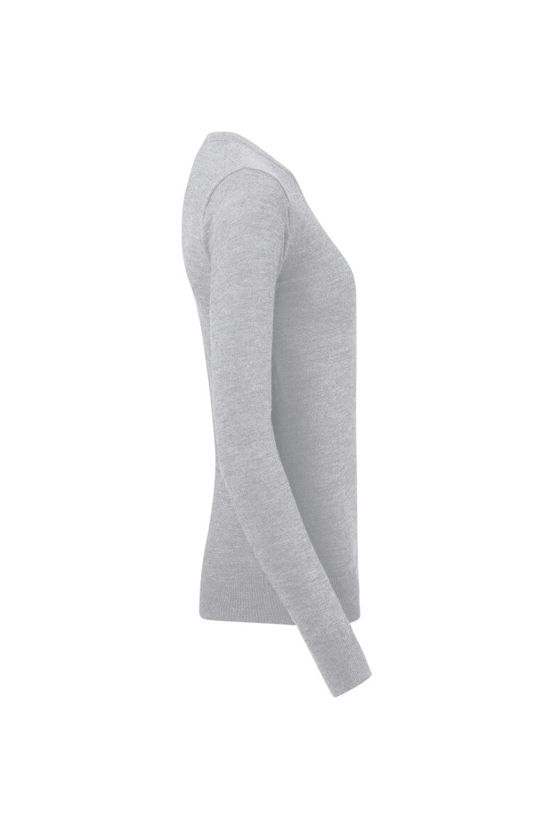 HAKRO Damen Pullover Merino-Wolle - grau meliert