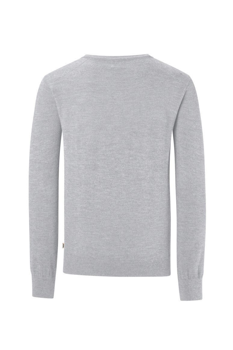 HAKRO Pullover Merino-Wolle - grau meliert