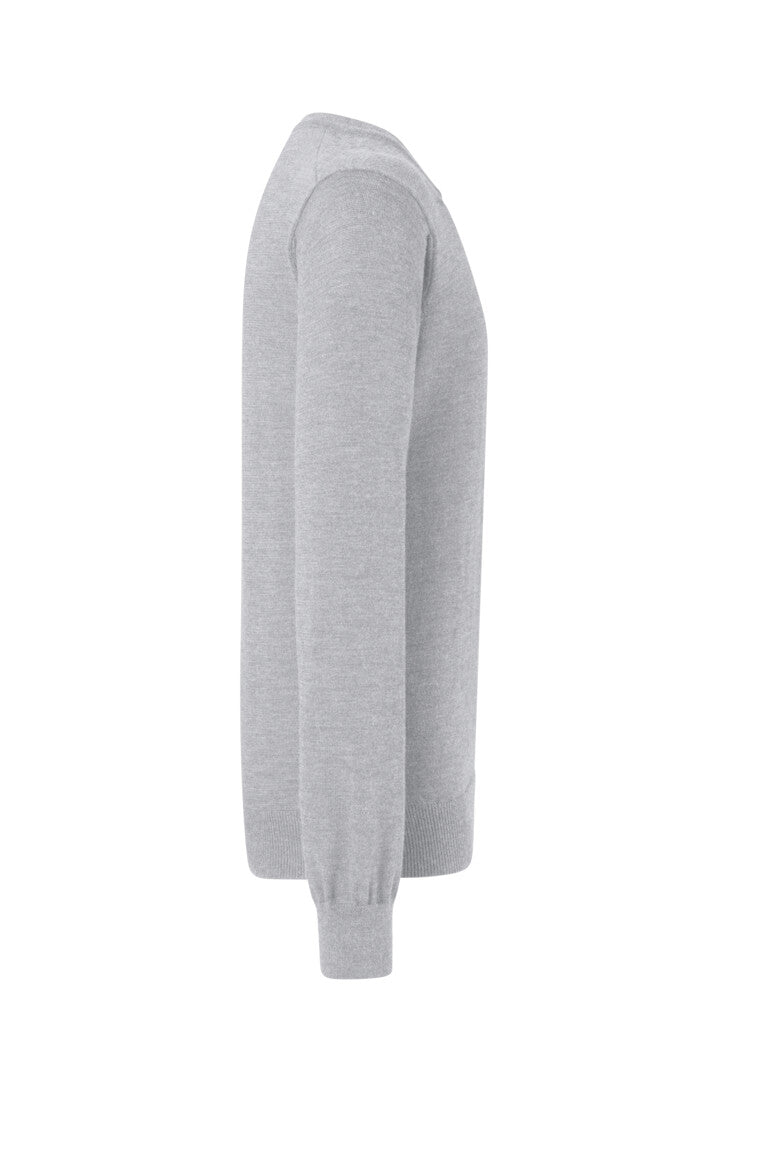 HAKRO Pullover Merino-Wolle - grau meliert
