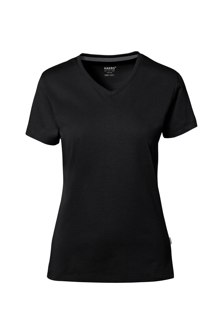HAKRO COTTON TEC® Damen V-Shirt - schwarz
