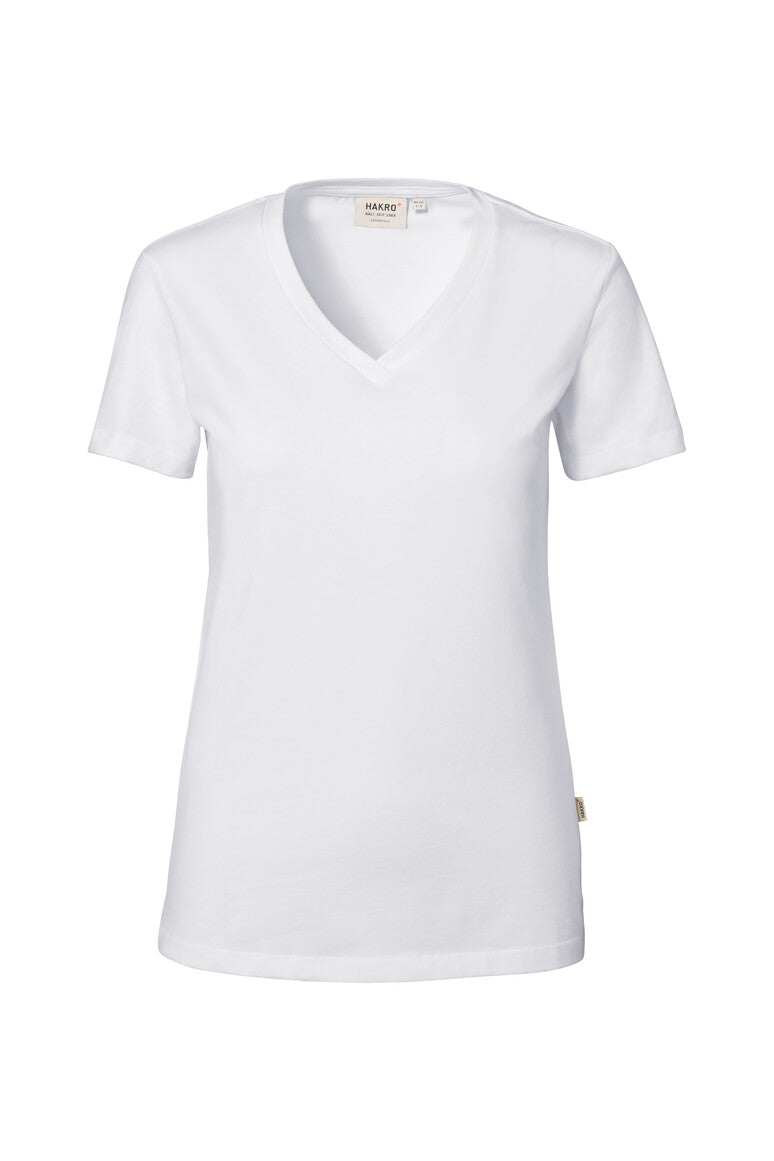 HAKRO Damen V-Shirt Stretch - weiß