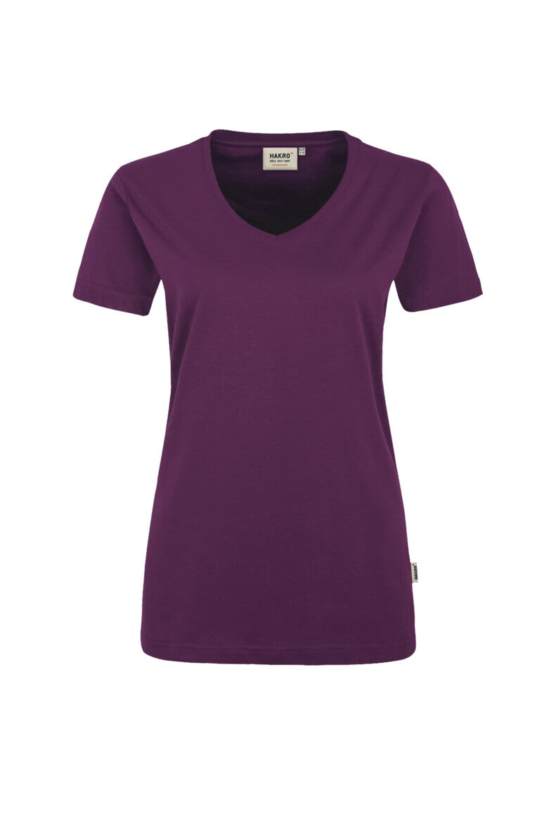 HAKRO Damen V-Shirt MIKRALINAR® - aubergine