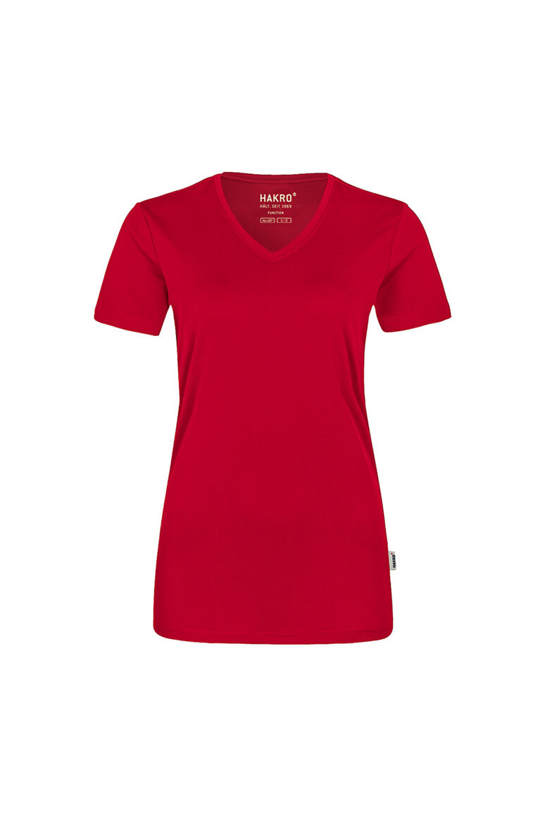HAKRO Damen V-Shirt COOLMAX® ECO - rot