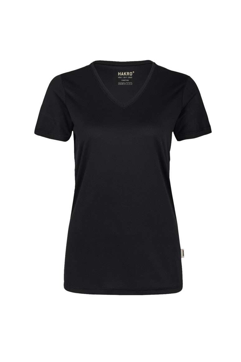 HAKRO Damen V-Shirt COOLMAX® ECO - schwarz