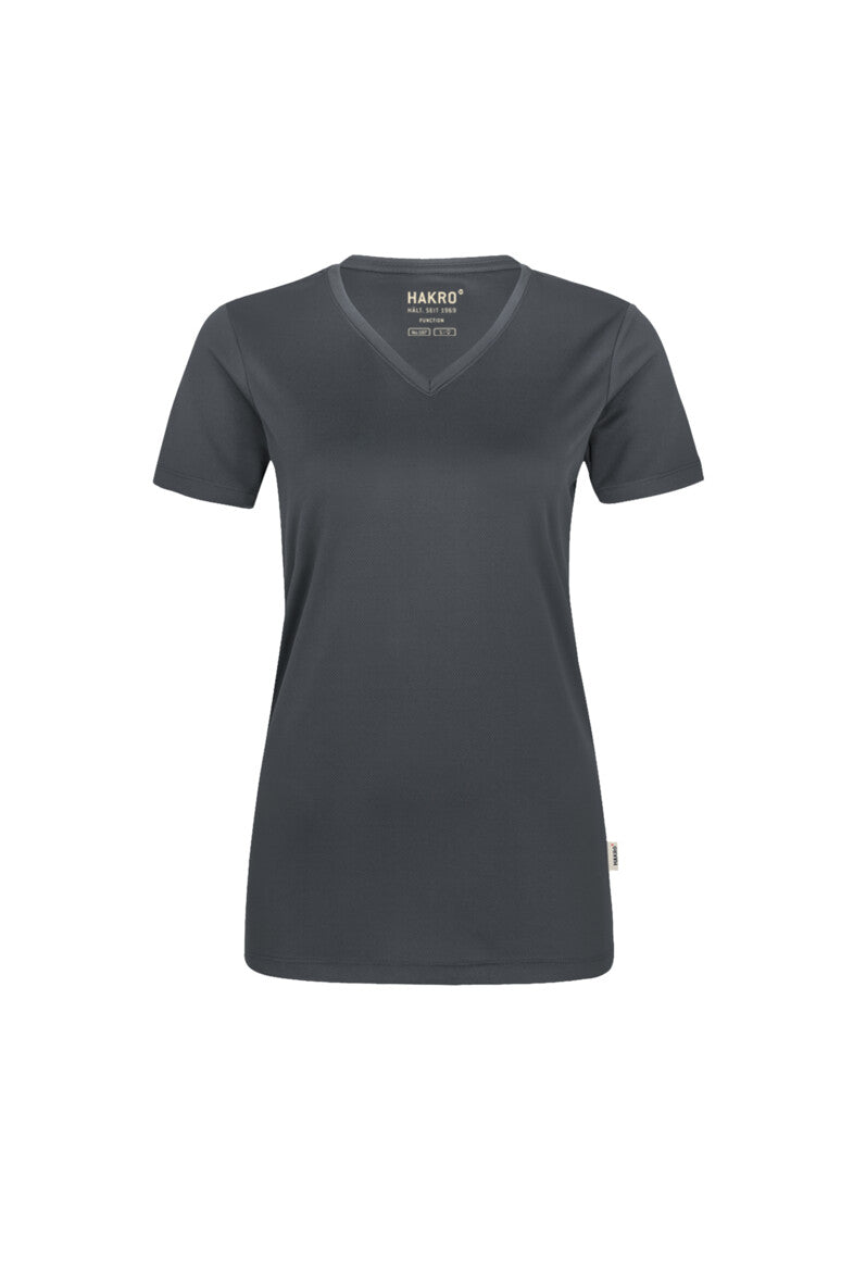 HAKRO Damen V-Shirt COOLMAX® ECO - anthrazit