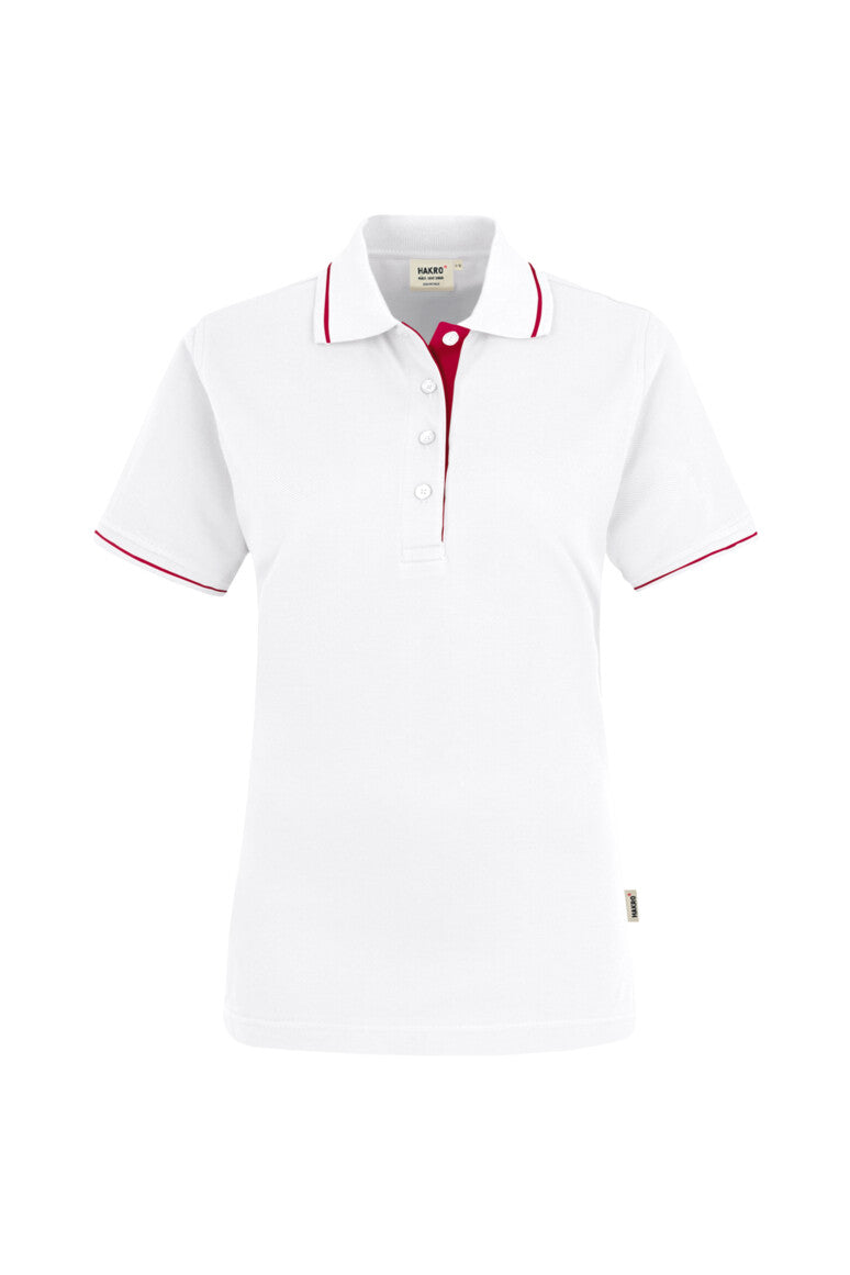HAKRO Damen Poloshirt Casual - weiß/rot