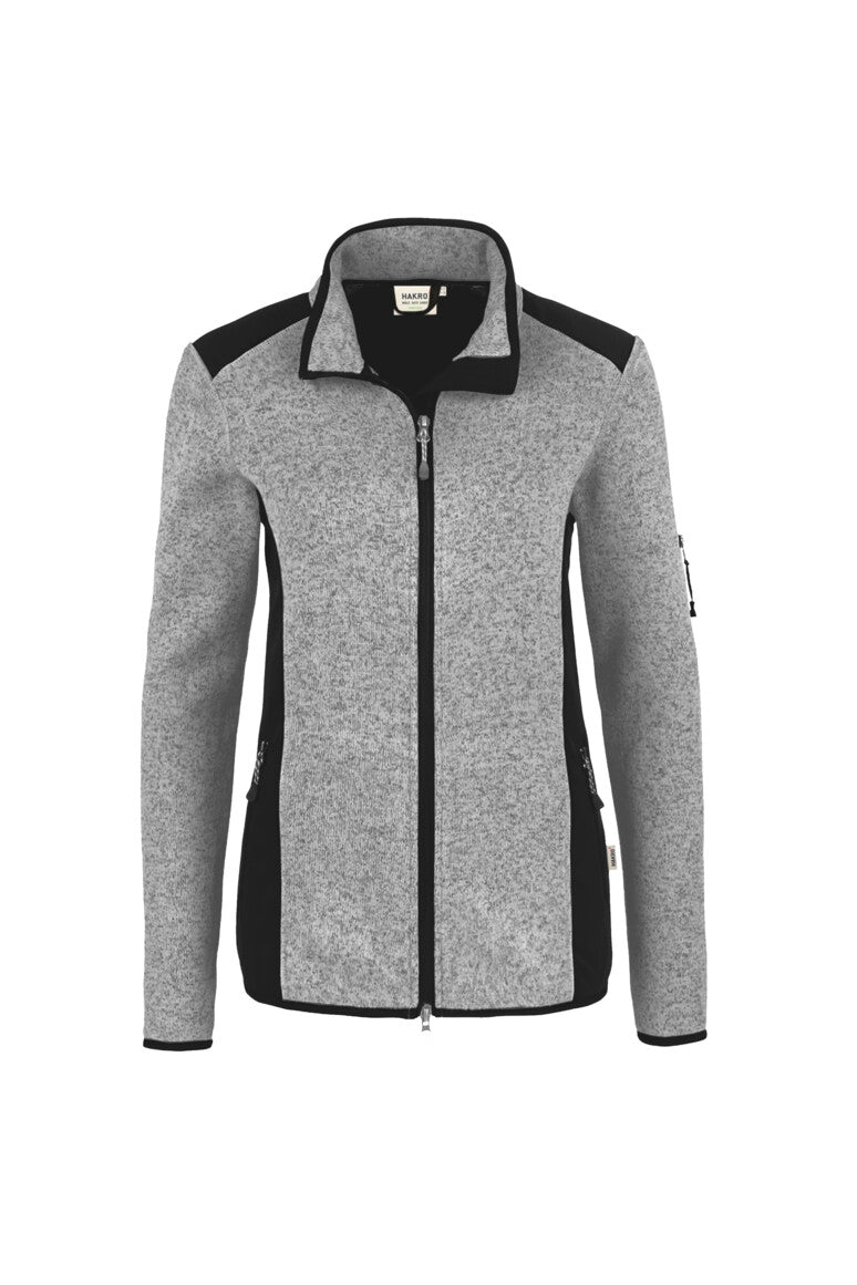 HAKRO Damen Strickfleecejacke - grau meliert