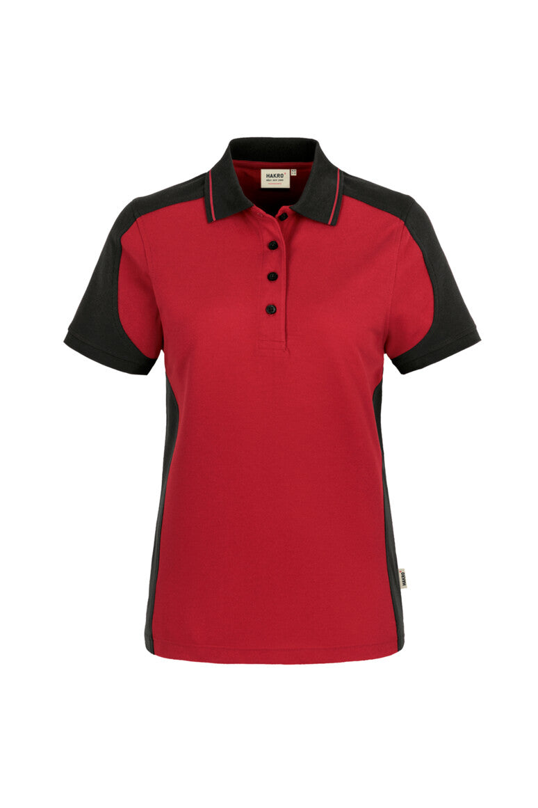 HAKRO Damen Poloshirt Contrast MIKRALINAR® - rot/anthrazit
