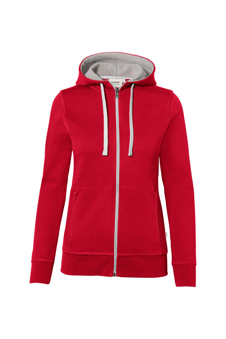 HAKRO Damen Kapuzenjacke Bonded ECO - rot/silber