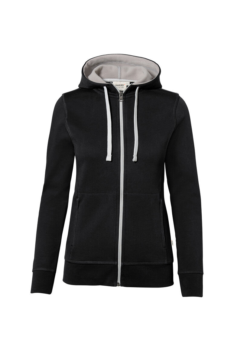 HAKRO Damen Kapuzenjacke Bonded ECO - schwarz/silber
