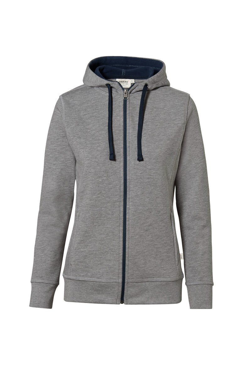 HAKRO Damen Kapuzenjacke Bonded ECO - grau meliert/tinte