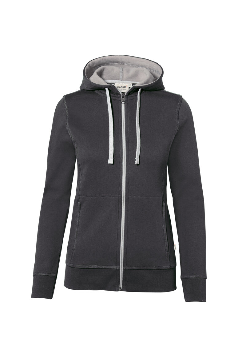 HAKRO Damen Kapuzenjacke Bonded ECO - karbongrau/silber