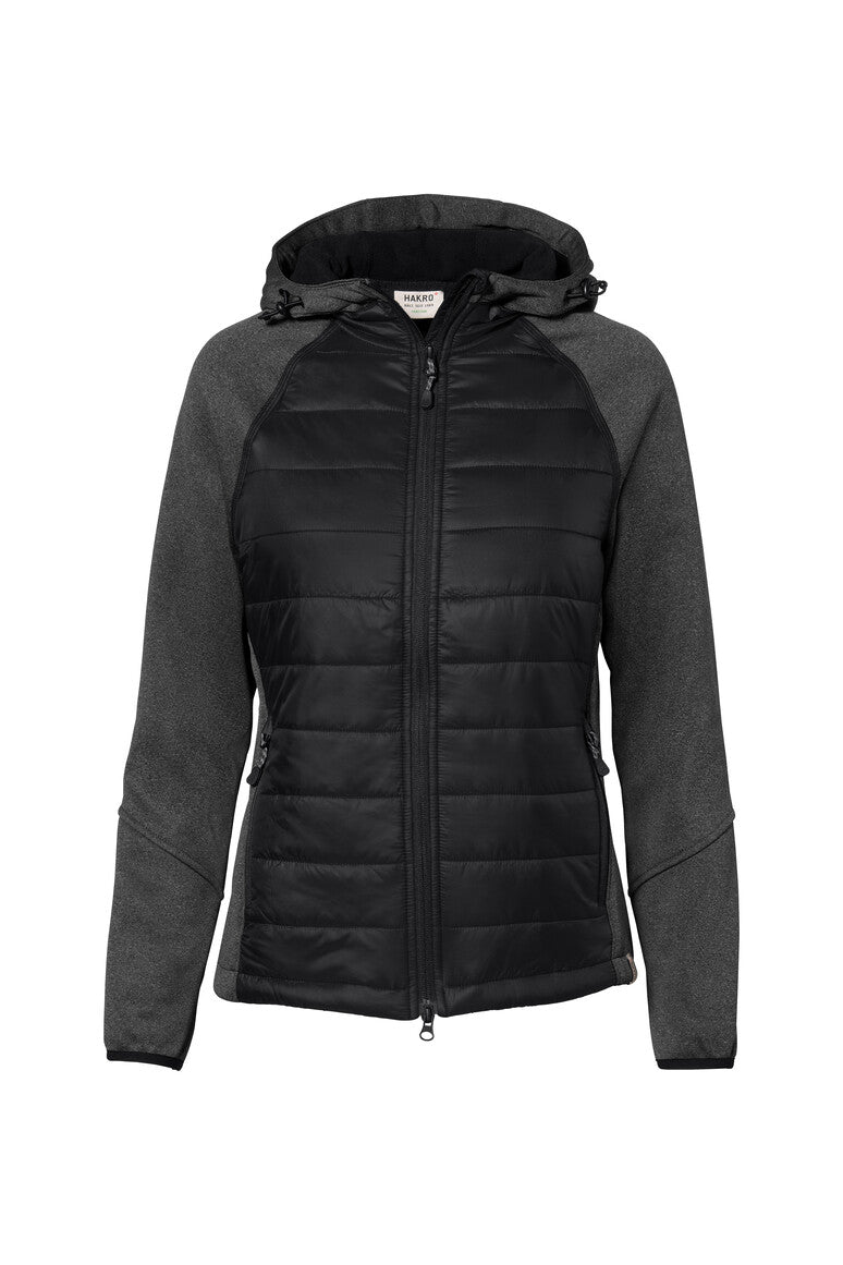 HAKRO Damen Kapuzen-Hybridjacke Contrast - schwarz