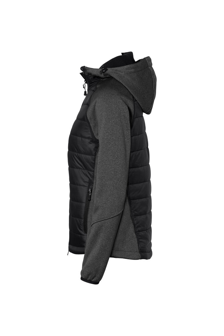 HAKRO Damen Kapuzen-Hybridjacke Contrast - schwarz