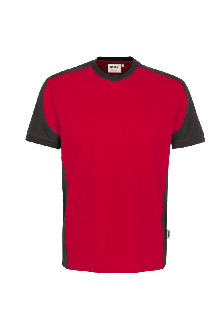 HAKRO T-Shirt Contrast MIKRALINAR® - rot/anthrazit