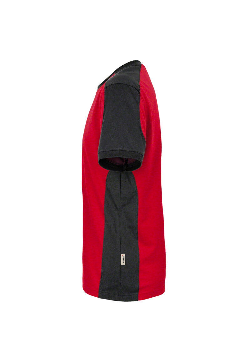 HAKRO T-Shirt Contrast MIKRALINAR® - rot/anthrazit