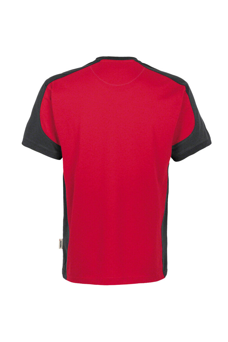 HAKRO T-Shirt Contrast MIKRALINAR® - rot/anthrazit