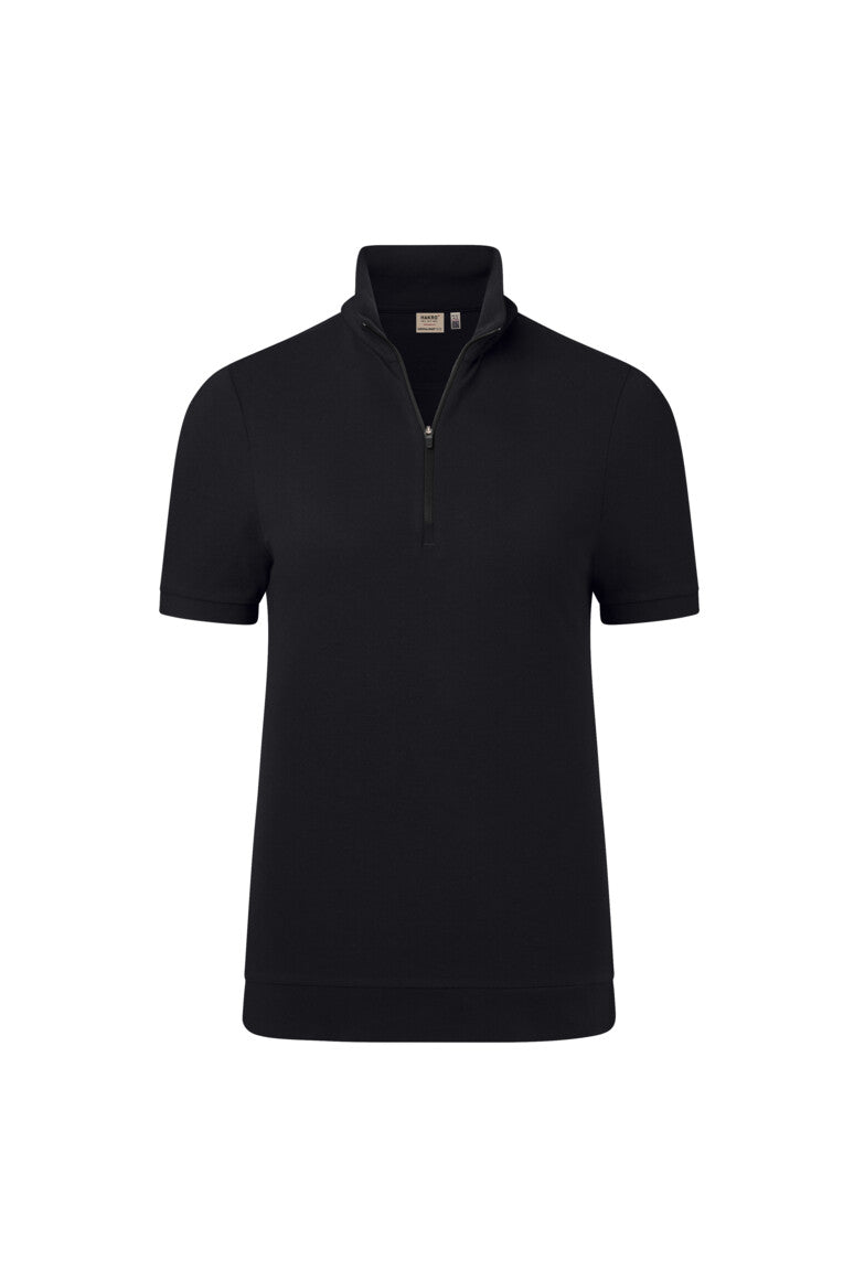 HAKRO Damen Zip-Shirt Piqué MIKRALINAR® ECO - schwarz