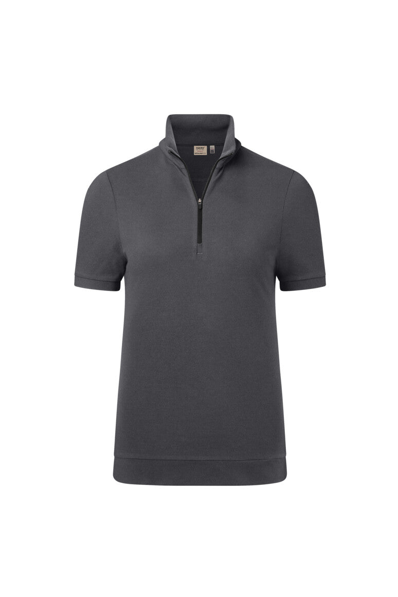 HAKRO Damen Zip-Shirt Piqué MIKRALINAR® ECO - karbongrau