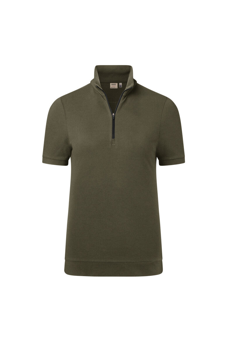 HAKRO Damen Zip-Shirt Piqué MIKRALINAR® ECO - olive