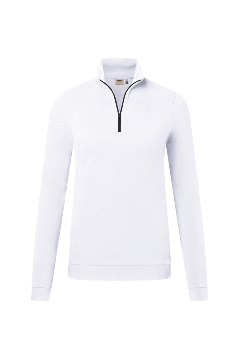 HAKRO Damen Zip-Longsleeve Piqué MIKRALINAR® ECO - weiß