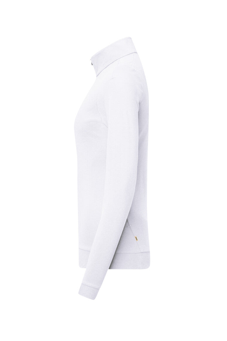 HAKRO Damen Zip-Longsleeve Piqué MIKRALINAR® ECO - weiß