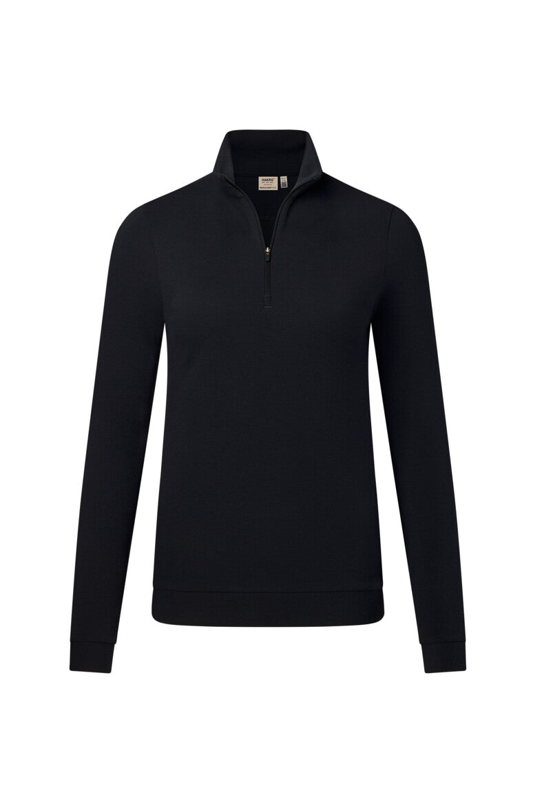 HAKRO Damen Zip-Longsleeve Piqué MIKRALINAR® ECO - schwarz