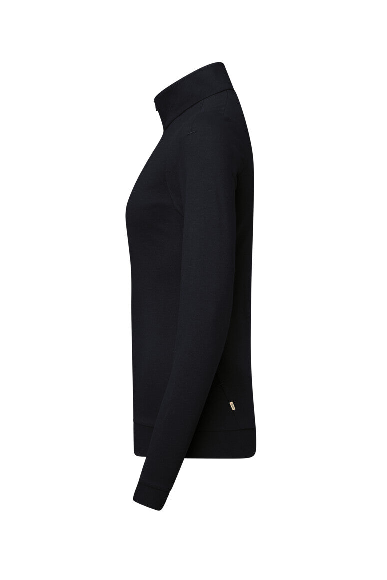 HAKRO Damen Zip-Longsleeve Piqué MIKRALINAR® ECO - schwarz