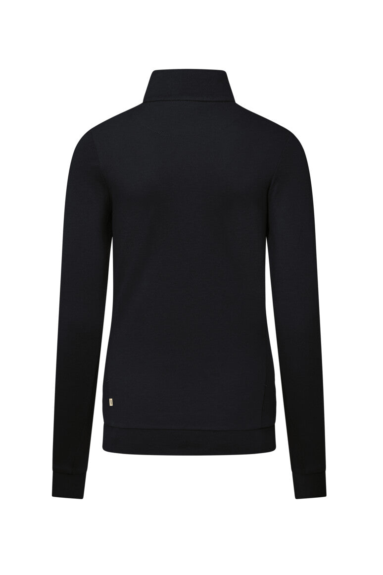 HAKRO Damen Zip-Longsleeve Piqué MIKRALINAR® ECO - schwarz
