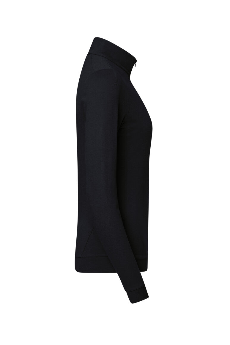 HAKRO Damen Zip-Longsleeve Piqué MIKRALINAR® ECO - schwarz