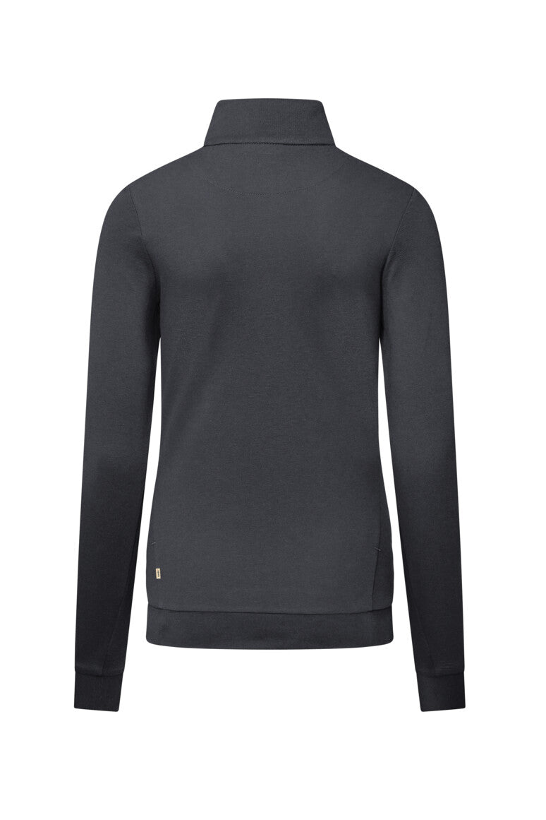HAKRO Damen Zip-Longsleeve Piqué MIKRALINAR® ECO - karbongrau