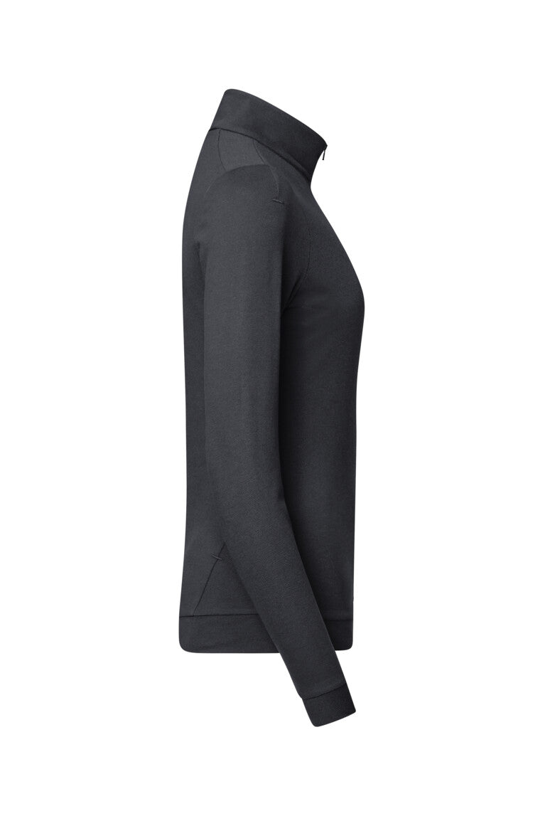 HAKRO Damen Zip-Longsleeve Piqué MIKRALINAR® ECO - karbongrau