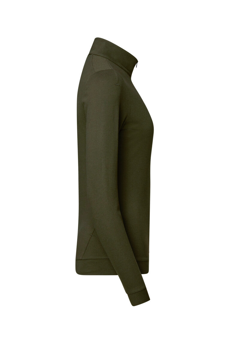 HAKRO Damen Zip-Longsleeve Piqué MIKRALINAR® ECO - olive