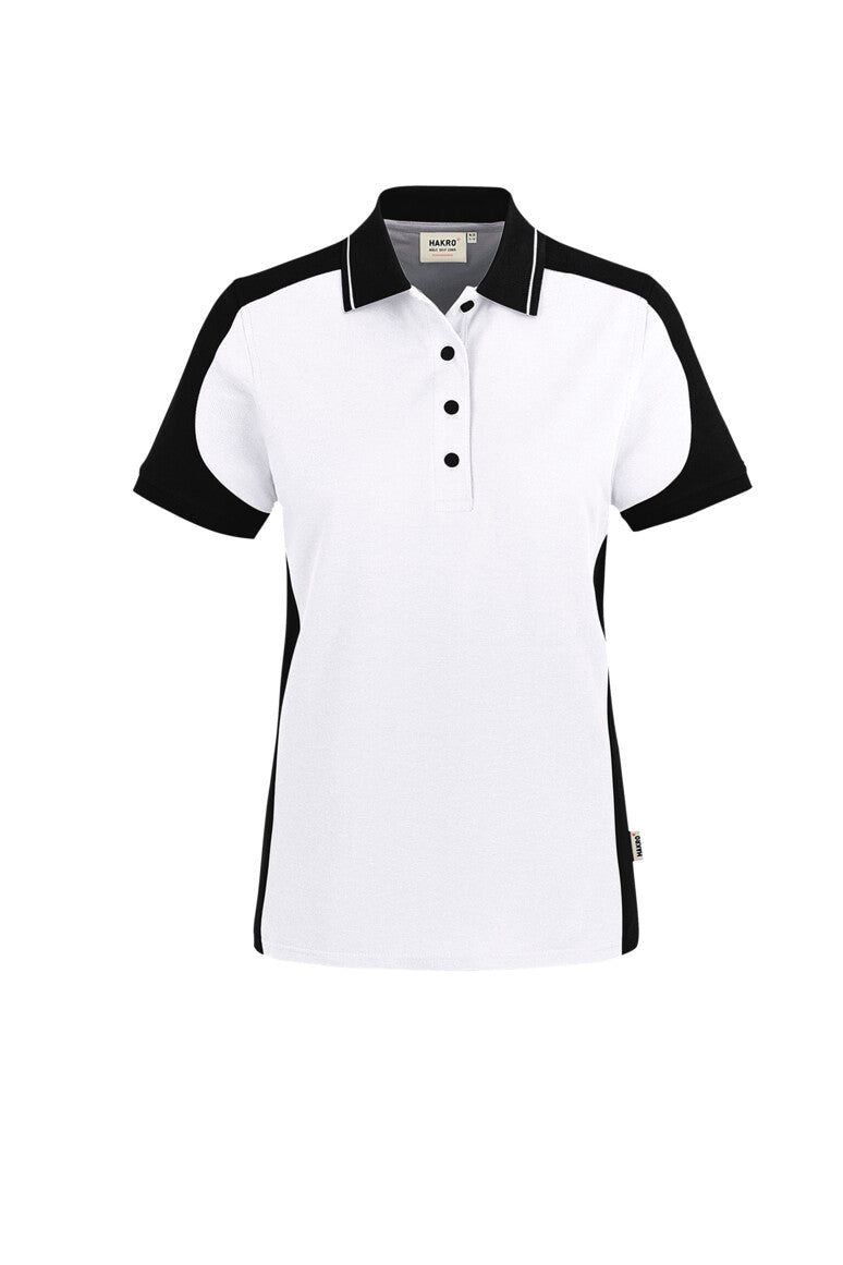 HAKRO Damen Poloshirt Contrast MIKRALINAR® ECO - weiß/schwarz