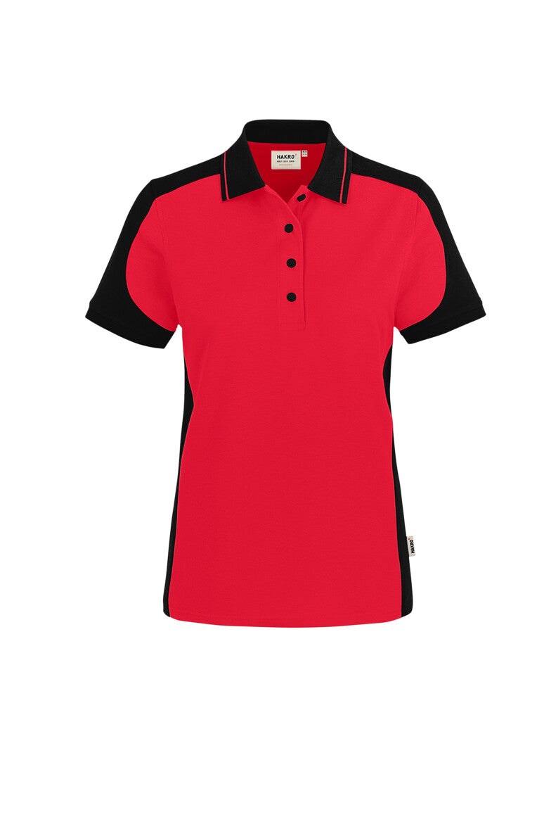HAKRO Damen Poloshirt Contrast MIKRALINAR® ECO - rot/schwarz
