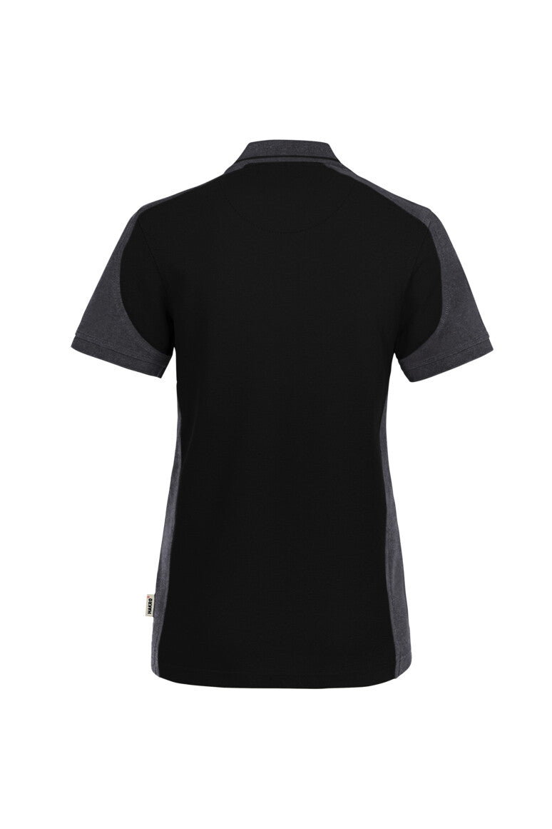 HAKRO Damen Poloshirt Contrast MIKRALINAR® ECO - schwarz/karbongrau