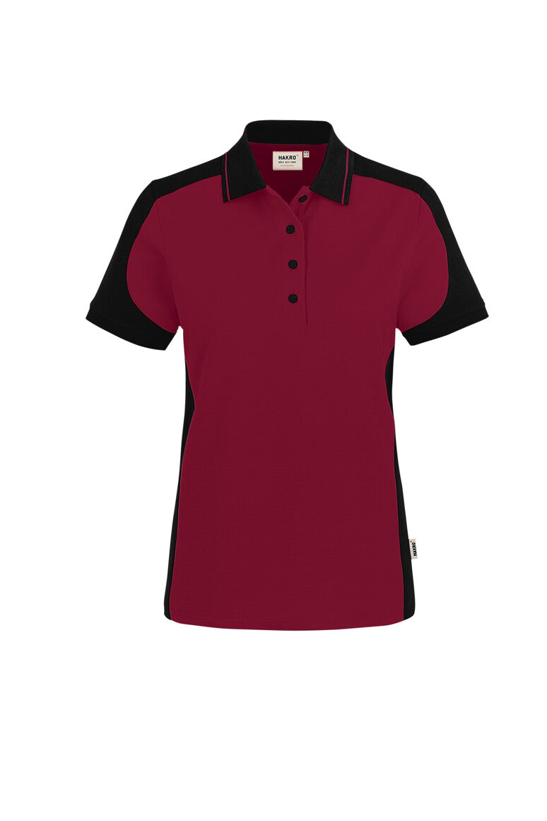 HAKRO Damen Poloshirt Contrast MIKRALINAR® ECO - weinrot/schwarz