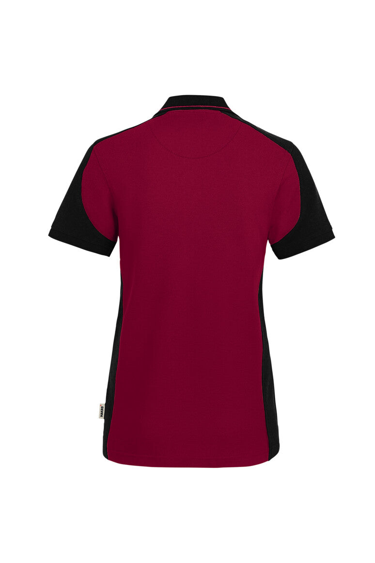 HAKRO Damen Poloshirt Contrast MIKRALINAR® ECO - weinrot/schwarz