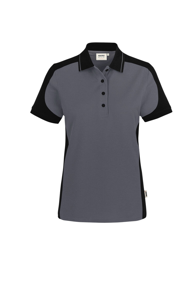 HAKRO Damen Poloshirt Contrast MIKRALINAR® ECO - anthrazit/schwarz